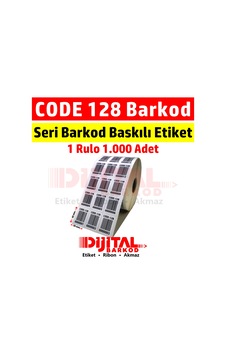Code 128 Barkod Baskılı Seri Numaralı Etiket Gs1 Barcode/1000Ad.