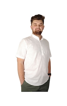 Mode XL Buyuk Beden Erkek Kısa Kol Hakim Yaka 20387 Beyaz