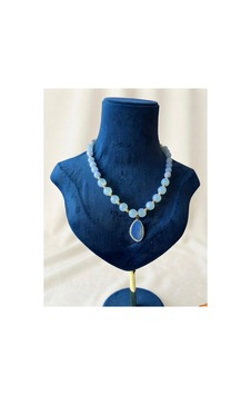 Doğal Opal & Akuamarin Taşı Kolye 52 Cm El Yapımı Tasarım Doğaltaş Kolye Mavi Mavi Doğal Opal & Akuamarin Taşı Kolye 52 Cm El Yapımı Tasarım Doğaltaş Kolye Mavi Mavi