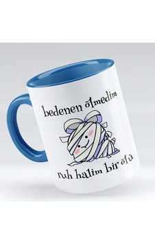 Bk Gift Ruh Halim Bir Ölü Tasarımlı Mavi Kupa Bardak - Model 1 Bk Gift Ruh Halim Bir Ölü Tasarımlı Mavi Kupa Bardak - Model 1
