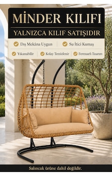 Çift Kişilik Salıncak Minder Kılıfı Su Geçirmez, Fermuarlı, Yıkanabilir Ve Silinebilir Bej