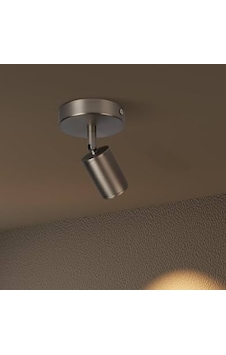 Rsylight Metal Mafsallı İnox Kaplama Spot Armatür Aplik Beyaz Led Ampullü Gümüş