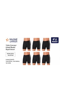 Yıldız Çamaşır Erkek Modal Biyeli Boxer 105-106-107-108-109 - 6 Adet Siyah Yıldız Çamaşır Erkek Modal Biyeli Boxer 105-106-107-108-109 - 6 Adet Siyah