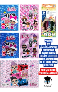 4 Adet A4 Çizgisiz Defter 40 Yaprak 1 Adet 25x35 Resim Defteri 15 Yaprak 12 'li Kuru Boya Kalemi Çok Renkli 4 Adet A4 Çizgisiz Defter 40 Yaprak 1 Adet 25x35 Resim Defteri 15 Yaprak 12 'li Kuru Boya Kalemi Çok Renkli