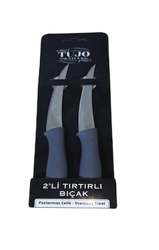 Tujo Knives 2'li Tırtırlı Bıçak Seti - Gri