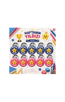 Haftanın Yıldızı 58 Mm İğneli Rozet 10 Adet - Öğrenci Başarı Ve Motivasyon Rozeti Çok Renkli Haftanın Yıldızı 58 Mm İğneli Rozet 10 Adet - Öğrenci Başarı Ve Motivasyon Rozeti Çok Renkli