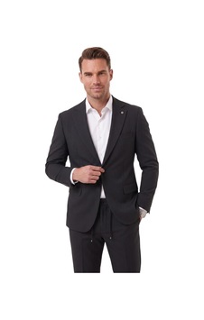 Deepsea Erkek Slim Fit Dar Kesim Çizgili Gofre Kumaş Siyah Takım Elbise Tek Düğme İpli Pantolon 2602311 Deepsea Erkek Slim Fit Dar Kesim Çizgili Gofre Kumaş Siyah Takım Elbise Tek Düğme İpli Pantolon 2602311
