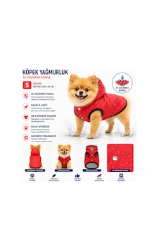 Köpek Yağmurluk S Beden Boyun Çapı 24 Cm Su Geçirmez Kapüşonlu Çıtçıtlı - Kırmızı Köpek Yağmurluk S Beden Boyun Çapı 24 Cm Su Geçirmez Kapüşonlu Çıtçıtlı - Kırmızı