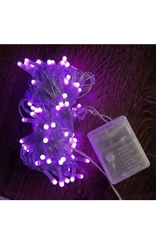 10m 100 Led Damla Uçlu Pembe Işık Şeffaf Kablo Beyaz