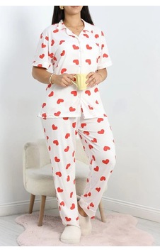 Seka Store Seka Poliviskon Büyük Beden Düğmeli Pijama Takımı Beyazkalp - 50605.1961. Çok Renkli Seka Store Seka Poliviskon Büyük Beden Düğmeli Pijama Takımı Beyazkalp - 50605.1961. Çok Renkli
