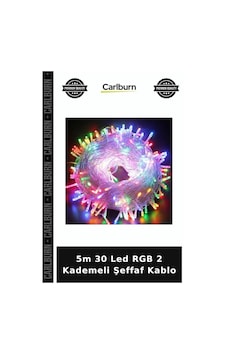Özel Üretim Dekoratif Yılbaşı Süsü Parti Aydınlatma 5m 30 Led Rgb 2 Kademeli Şeffaf Kablo