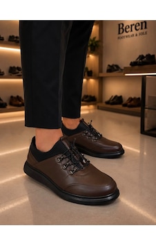 Beren Erkek Hakiki Deri Kahverengi Esnek Boğazlı Casual Ayakkabı Ortopedik Taban Sneaker Beren Erkek Hakiki Deri Kahverengi Esnek Boğazlı Casual Ayakkabı Ortopedik Taban Sneaker