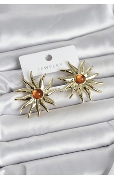 Mey İthalat Güneş Model Gold Renk Pirinç Kadın Küpe Çok Renkli