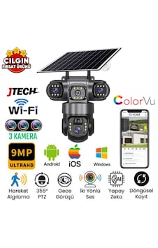 O-kam 6040 3mp+3mp+3mp 9mp Wi-fi Solar Panelli 3 Lens Alert Ptz Akllı Kamera O-kam 6040 3mp+3mp+3mp 9mp Wi-fi Solar Panelli 3 Lens Alert Ptz Akllı Kamera
