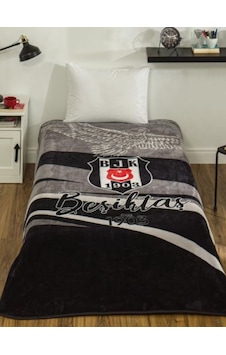 Taç Lisanslı Beşiktaş 1903 Tek Kişilik Battaniye 2026 Yeni Model Siyah