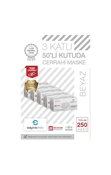 Saytekmed Meltblown Filtreli, Yassı İpli, 3 Katlı Beyaz Maske (5 Kutu/250 Adet) Saytekmed Meltblown Filtreli, Yassı İpli, 3 Katlı Beyaz Maske (5 Kutu/250 Adet)