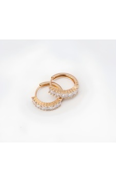 Gold Renk Zirkon Taşlı Şık Vip Kararma Yapmaz Küpe 15 Mm Gold