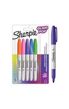 Sharpie Glam Pop Kalıcı Markörler, Kalın Ayrıntılar İçin İnce Nokta, Çeşitli Canlı Renkler 5 Keçeli Kalem 103 Ivory Sharpie Glam Pop Kalıcı Markörler, Kalın Ayrıntılar İçin İnce Nokta, Çeşitli Canlı Renkler 5 Keçeli Kalem 103 Ivory