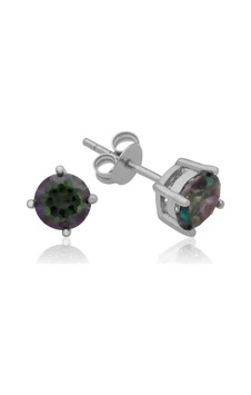 Gümüş 6 Mm Mistik Topaz Çivili Küpe Çok Renkli Gümüş 6 Mm Mistik Topaz Çivili Küpe Çok Renkli