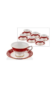 Lamedore Florid Red Gold 6 'lı Tea Cups Set Çay Fincanı Kırmızı Lamedore Florid Red Gold 6 'lı Tea Cups Set Çay Fincanı Kırmızı