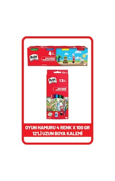 Pritt 12'li Uzun Kuru Boya Kalemi + Pritt Oyun Hamuru 4 Renk X 100 Gr Diğer