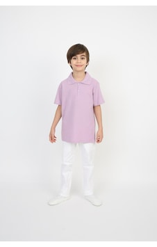 Erkek Çocuk Takım Lakos Beyaz Pantalon Ve Polo Yaka T-shirt Lila Erkek Çocuk Takım Lakos Beyaz Pantalon Ve Polo Yaka T-shirt Lila