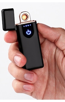 Alevsiz Çakmak Dokunmatik Dokunmatik Usb Şarjlı Anti Rüzgar Uzun Ömürlü Rüzgar Çakmak Siyah