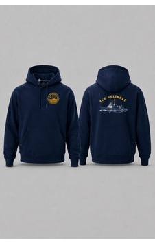 Bahriyeli Collection Kapüşonlu Tcg Gelibolu Altın Seri Dalgalar Arası Tasarımlı Cep Ve Sırt Baskılı Unisex Sweatshirt Lacivert