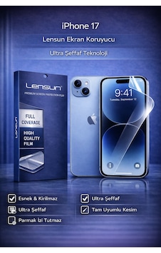 Lensun Apple iPhone Uyumlu 17 Ultra Şeffaf Esnek Ekran Koruyucu Film Lensun Apple iPhone Uyumlu 17 Ultra Şeffaf Esnek Ekran Koruyucu Film