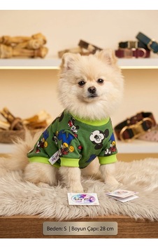 Köpek Sweatshirt S Beden Boyun Çapı 28 Cm Mickey Mouse Desenli Uzun Kollu - Yeşil Köpek Sweatshirt S Beden Boyun Çapı 28 Cm Mickey Mouse Desenli Uzun Kollu - Yeşil