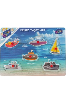 Playwood Ahşap Tutmalı Eğitici Puzzle Deniz Taşıtları Ony326