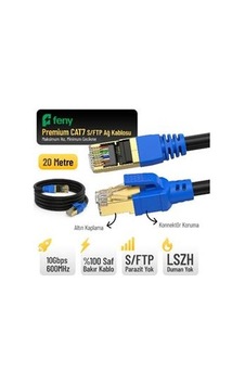 Feny Fn-cat7ls20 10gbps İnternet 600mhz 20 Metre Cat7 Gold Patch Kablo Yanmaz- Yüzde 100 Saf Bakır Feny Fn-cat7ls20 10gbps İnternet 600mhz 20 Metre Cat7 Gold Patch Kablo Yanmaz- Yüzde 100 Saf Bakır