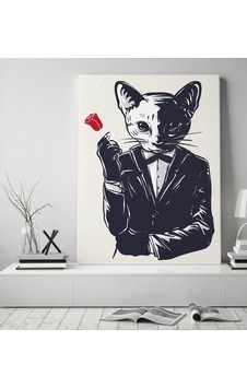 Bk Gift Godfather Cat Tasarımlı Kanvas Tablo 50X70Cm-1 Bk Gift Godfather Cat Tasarımlı Kanvas Tablo 50X70Cm-1