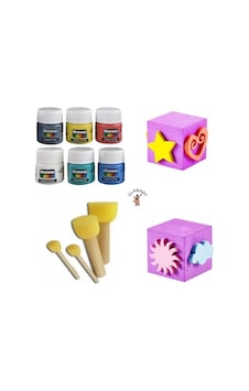 parmak boyası baskı seti pon pon fırçalı set parmak boyası baskı seti pon pon fırçalı set