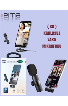Eıma K9 Kablosuz Yaka Mikrofonu Tak-çalıştır Canlı Yayın & Vlog Mikrofonu
