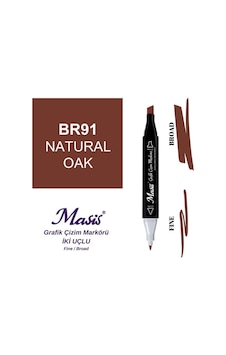 Çift Uçlu Marker Grafik Çizim Kalemi 91 Natürel Meşe