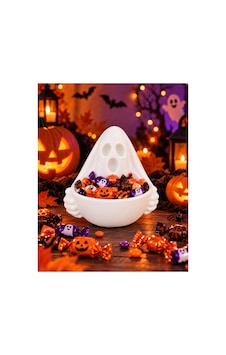 Halloween Hayalet Şekerlik Dekoratif Cadılar Bayramı Şeker Kasesi Beyaz Beyaz Halloween Hayalet Şekerlik Dekoratif Cadılar Bayramı Şeker Kasesi Beyaz Beyaz