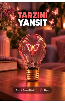 Kelebek Neon Dekoratif Masa Lambası Ampul Şeklinde Yeni Nesil Aydınlatma Pembe Kelebek Çok Renkli Kelebek Neon Dekoratif Masa Lambası Ampul Şeklinde Yeni Nesil Aydınlatma Pembe Kelebek Çok Renkli