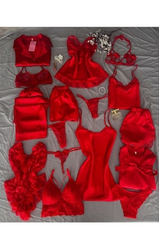Mh Moony Homewears Kutulu 16 Parça Sırbis Kırmızı Saten Pijama Gecelik Sabahlık Iç Giyim Çeyiz Seti Kırmızı Mh Moony Homewears Kutulu 16 Parça Sırbis Kırmızı Saten Pijama Gecelik Sabahlık Iç Giyim Çeyiz Seti Kırmızı