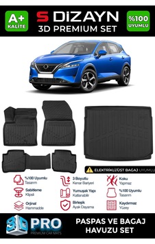 S-dizayn Nissan Qashqai E-power 3d Pro Havuzlu Paspas Ve Üst Bagaj Havuzu Seti 2'li Set 2021-2024