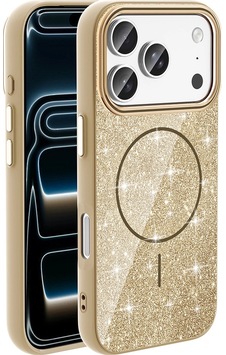 Apple Uyumlu iPad iPhone 17 Pro Max Kılıf M-safe Şarj Özellikli Parlayan Simli Zore Okso Kapak Gold Apple Uyumlu iPad iPhone 17 Pro Max Kılıf M-safe Şarj Özellikli Parlayan Simli Zore Okso Kapak Gold