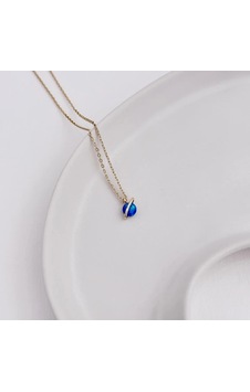 Mavi Opal Çelik Kolye Gold Gümüş Mavi Opal Çelik Kolye Gold Gümüş