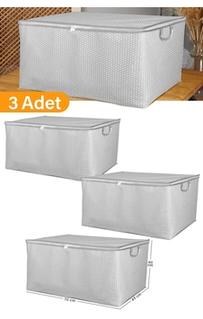 Serstil 3 Adet - Maxi Boy Gri Benekli Yastık / Battaniye Hurcu - 70x45x40 Cm Beyaz Serstil 3 Adet - Maxi Boy Gri Benekli Yastık / Battaniye Hurcu - 70x45x40 Cm Beyaz