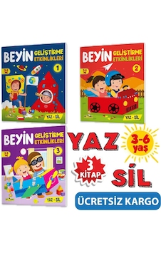Beyin Geliştirme Etkinlikleri Yaz-Sil Kitaplar 3-6 Yaş
