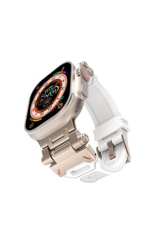 Watch 7 45mm Ogaa- Krd-108 Metal Başlıklı Silikon Kordon-starlight White Watch 7 45mm Ogaa- Krd-108 Metal Başlıklı Silikon Kordon-starlight White