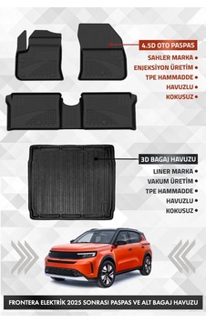 Opel Frontera Elektrikli 2025 Ve Sonrası Uyumlu 4.5d Premium Havuzlu Oto Paspas Ve Liner Alt Bagaj
