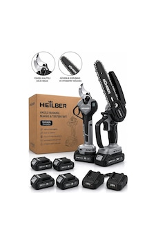 Heilber Ba0115376 2'li Set Akülü Dal Budama Makası Ve Zincirli Testere Seti 4 Lityum İyon Batarya, 2 Şarj Heilber Ba0115376 2'li Set Akülü Dal Budama Makası Ve Zincirli Testere Seti 4 Lityum İyon Batarya, 2 Şarj