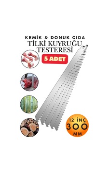 5 Adet 30 Cm 12 İnç Tilki Kuyruğu Testere Et Kemik Testeresi Bıçağı Paslanmaz Çelik Donuk Gıda Buz Ahşap Ağaç Bambu Kesme Testeresi Ucu 300 Mm Kasap Testeresi Kurbanlık Bıçağı Panter Testere