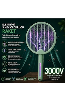 Şarjlı Elektrikli Sinek Öldürücü Raket Uv Işıklı Masaüstü Gece Lambalı Sivrisinek Ve Böcek Kovucu Katlanabilir Tasarım