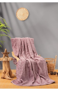 Cotton Box Emboss Çift Kişilik Battaniye Gül Kurusu Gülkurusu